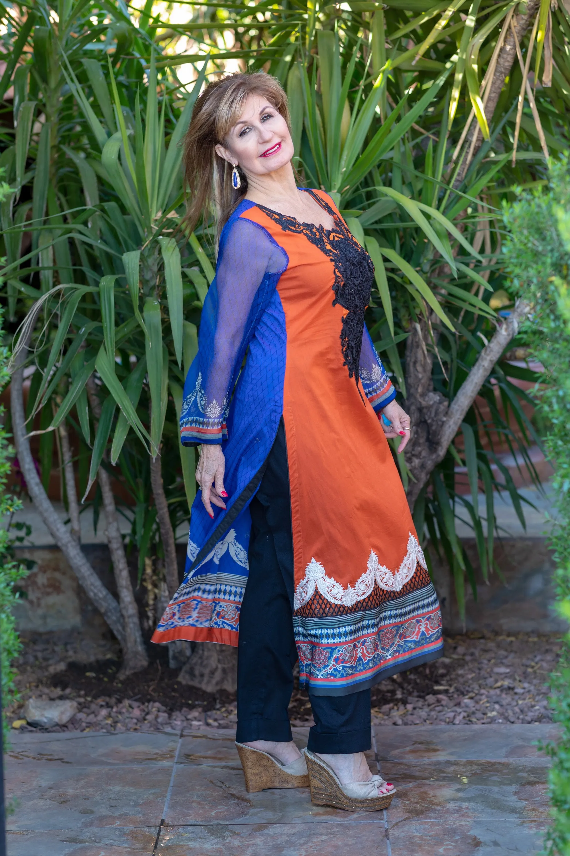 Orange Cotton Salwar Kameez - Suit