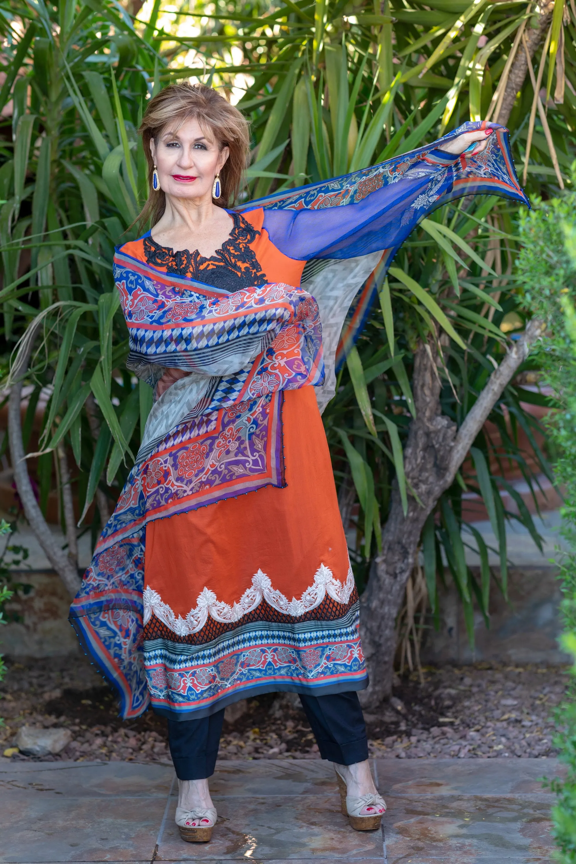 Orange Cotton Salwar Kameez - Suit