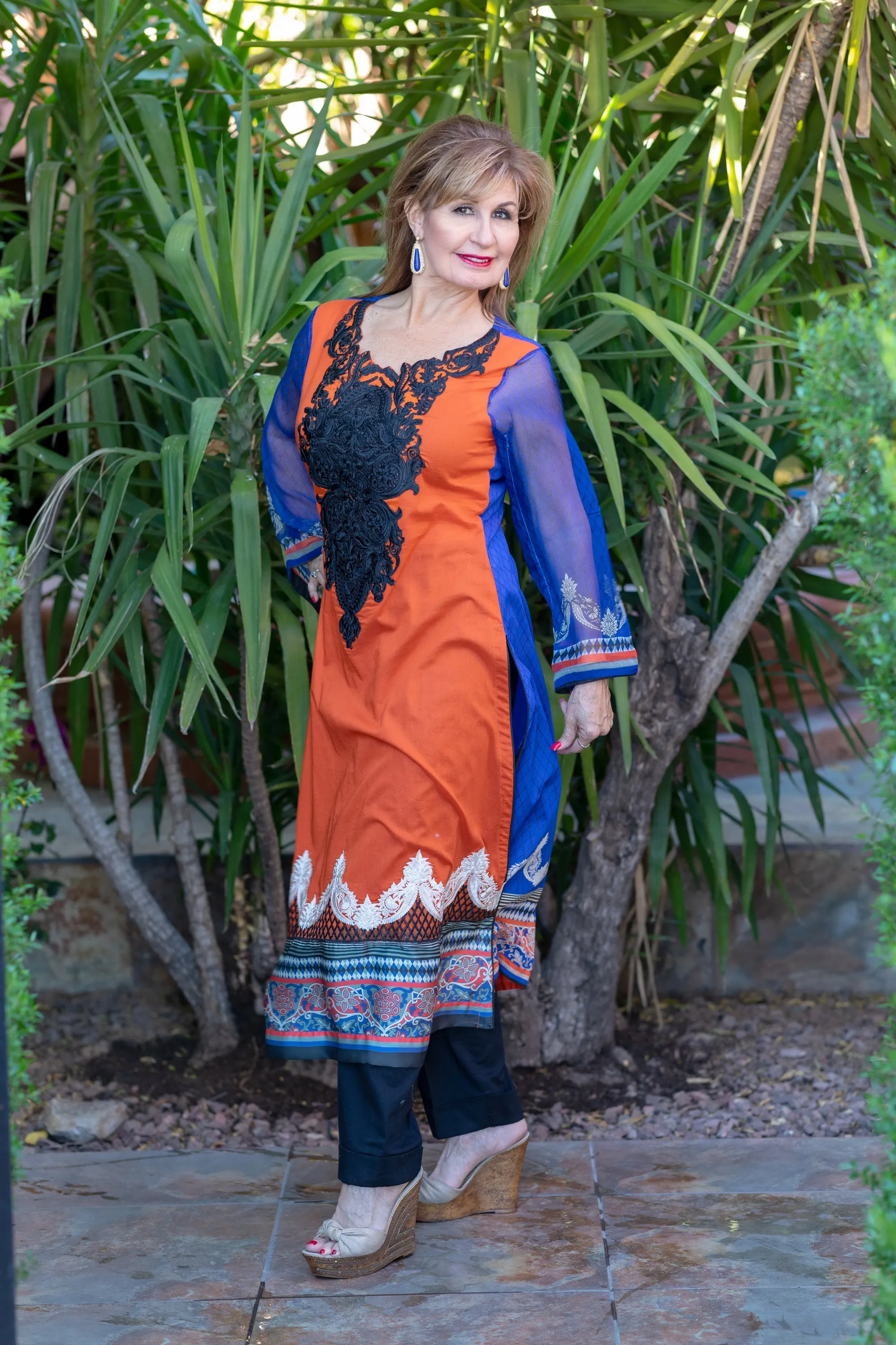 Orange Cotton Salwar Kameez - Suit