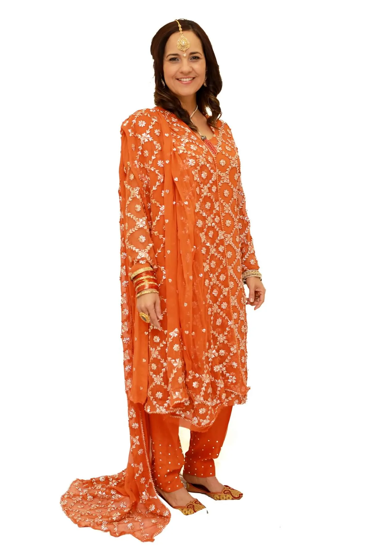 Orange India Pakistan Gota Salwar Kameez - Suit