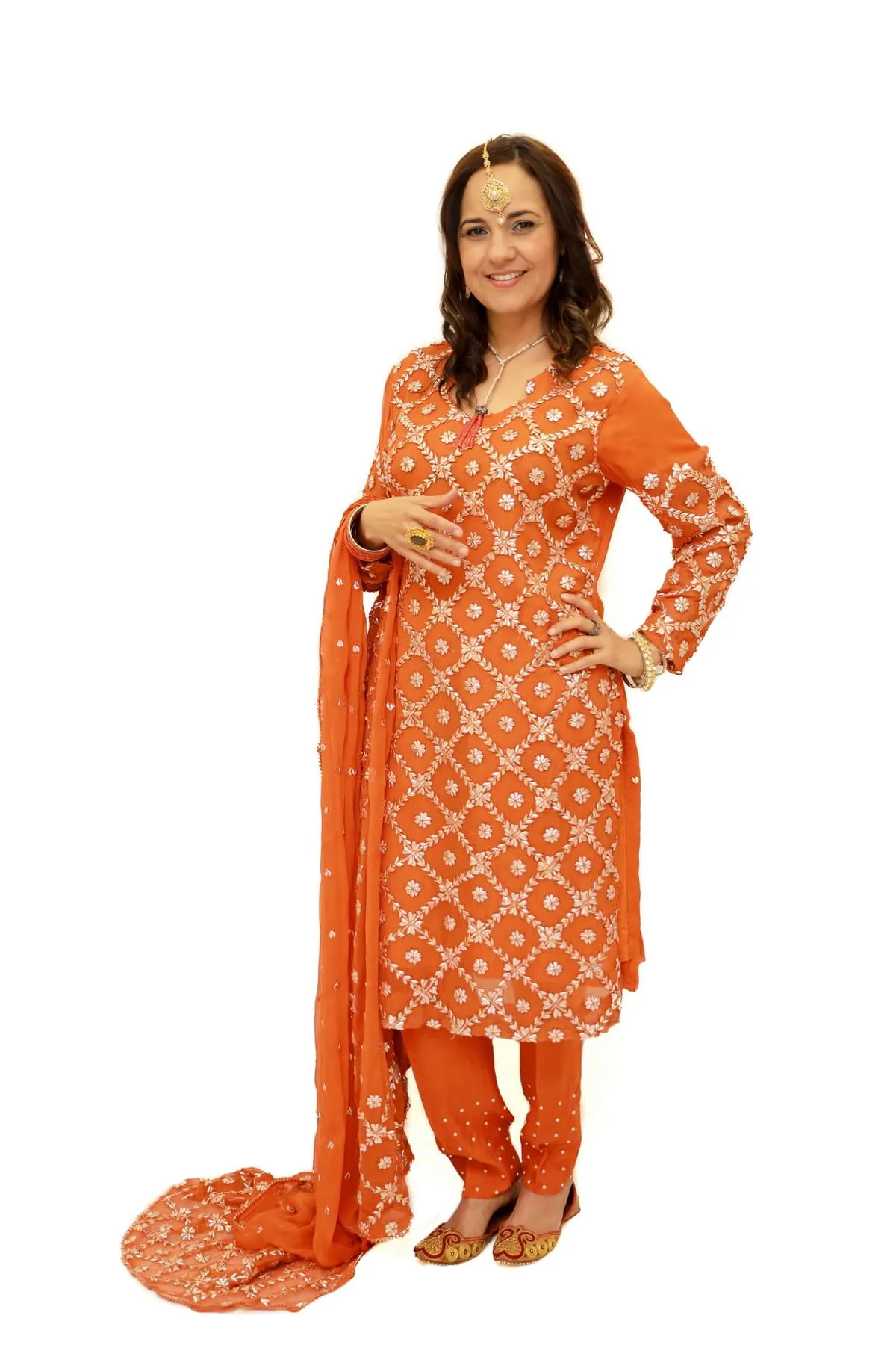 Orange India Pakistan Gota Salwar Kameez - Suit