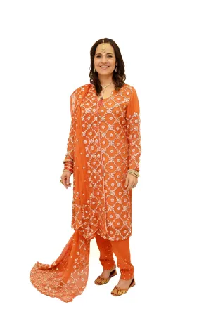 Orange India Pakistan Gota Salwar Kameez - Suit