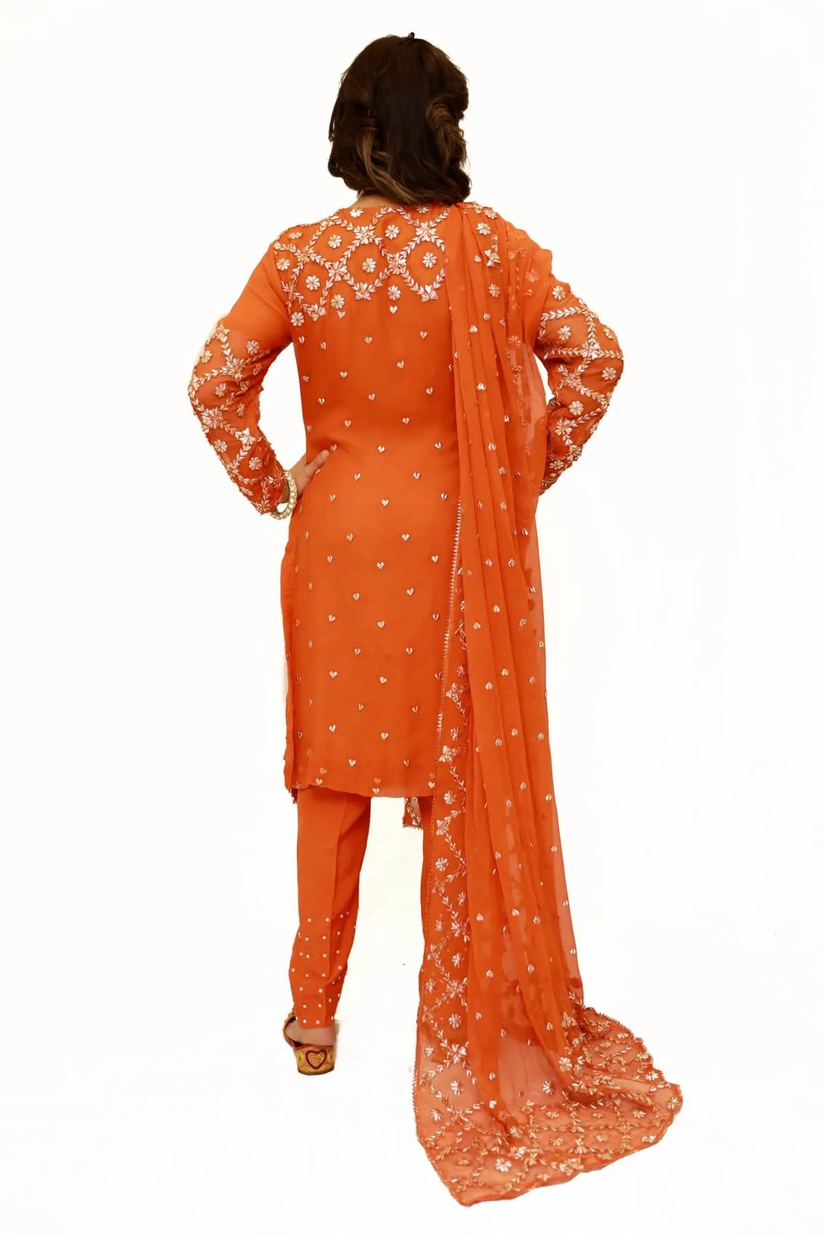 Orange India Pakistan Gota Salwar Kameez - Suit