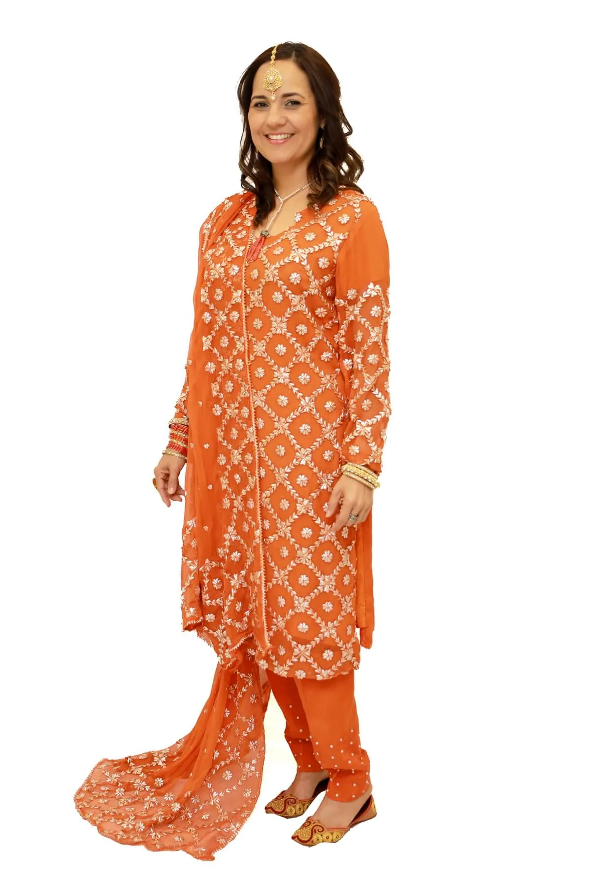 Orange India Pakistan Gota Salwar Kameez - Suit