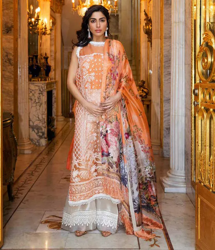 Orange Organza Salwar Kameez-Suit - Sobia Nazir Lawn 2019