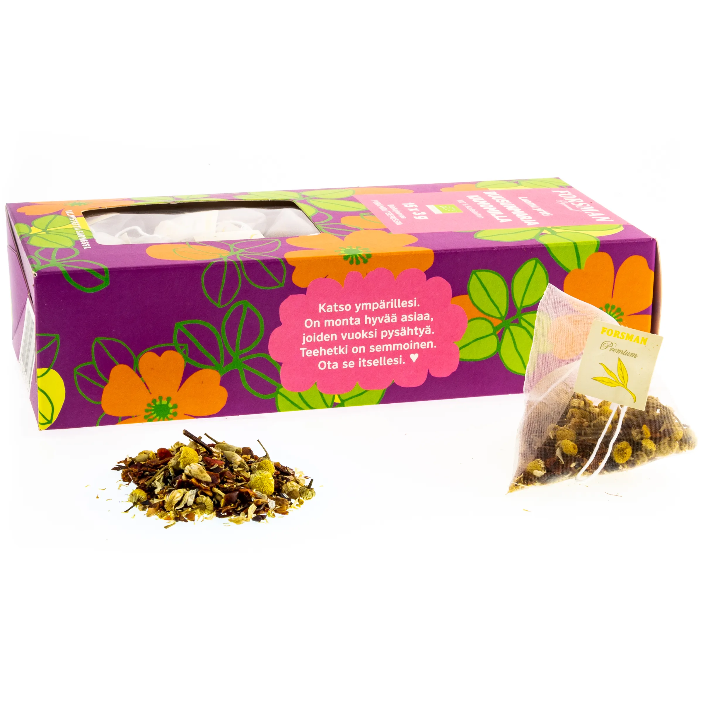Organic rosehip-chamomile pyramid tea