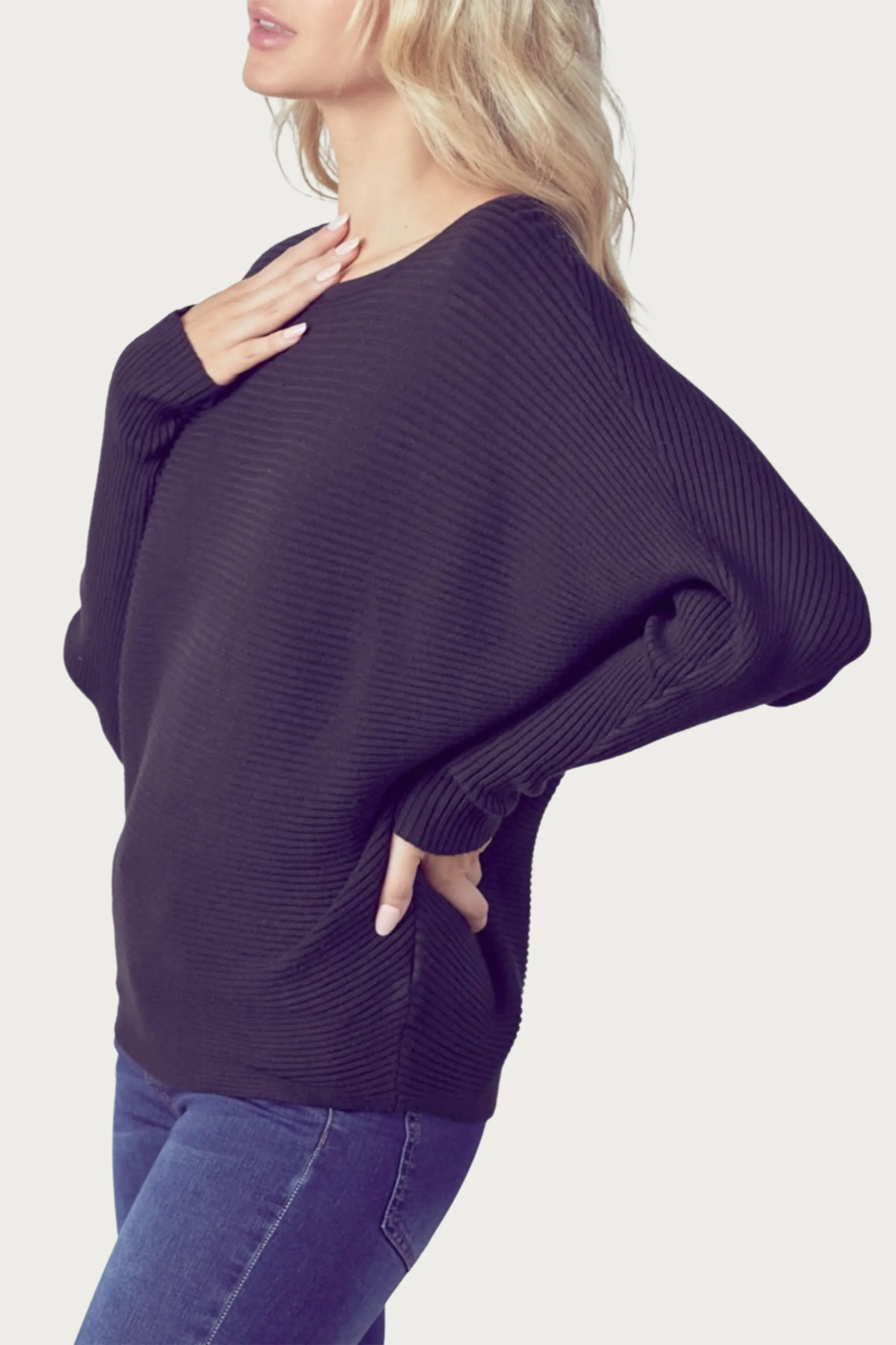 OTTOMAN MODAL-BLEND DOLMAN-SLEEVE SWEATER