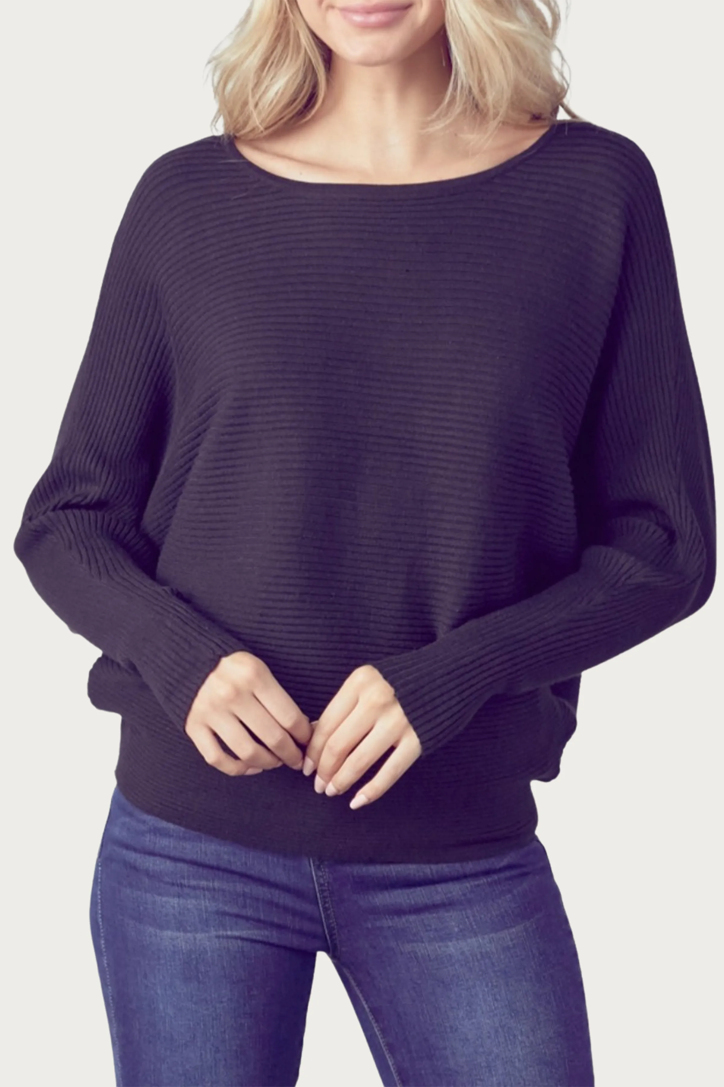 OTTOMAN MODAL-BLEND DOLMAN-SLEEVE SWEATER