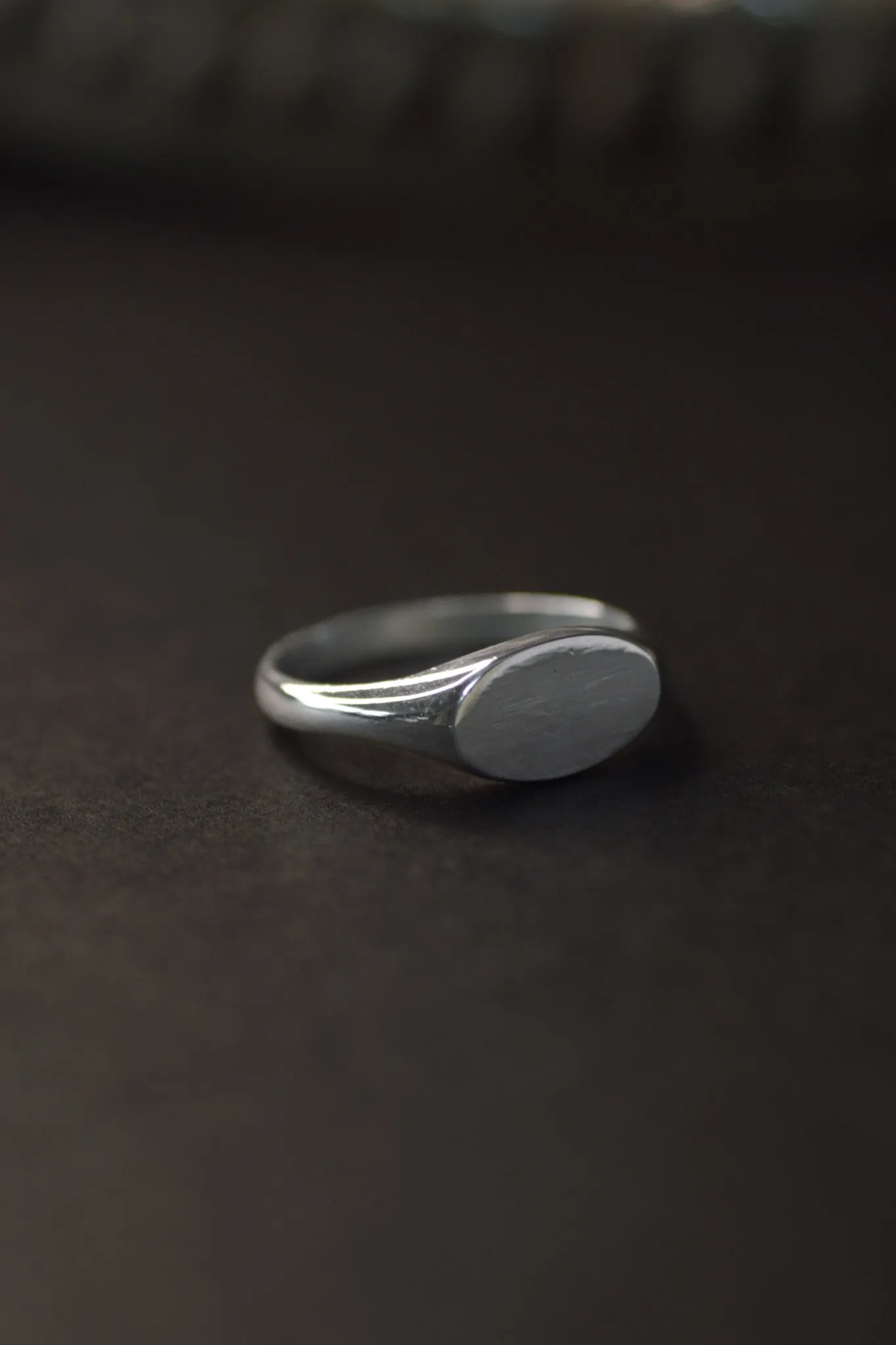 Oval Petite Silver Signet Ring