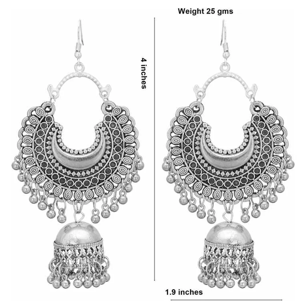 Oxidized Silver Tribal Jhumki