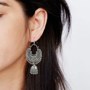 Oxidized Silver Tribal Jhumki