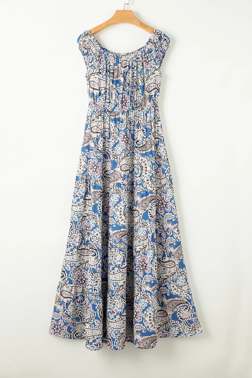 Paisley Print Off Shoulder Maxi Dress