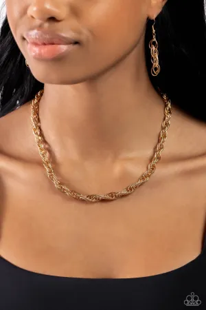 Paparazzi - Braided Ballad - Gold Necklace