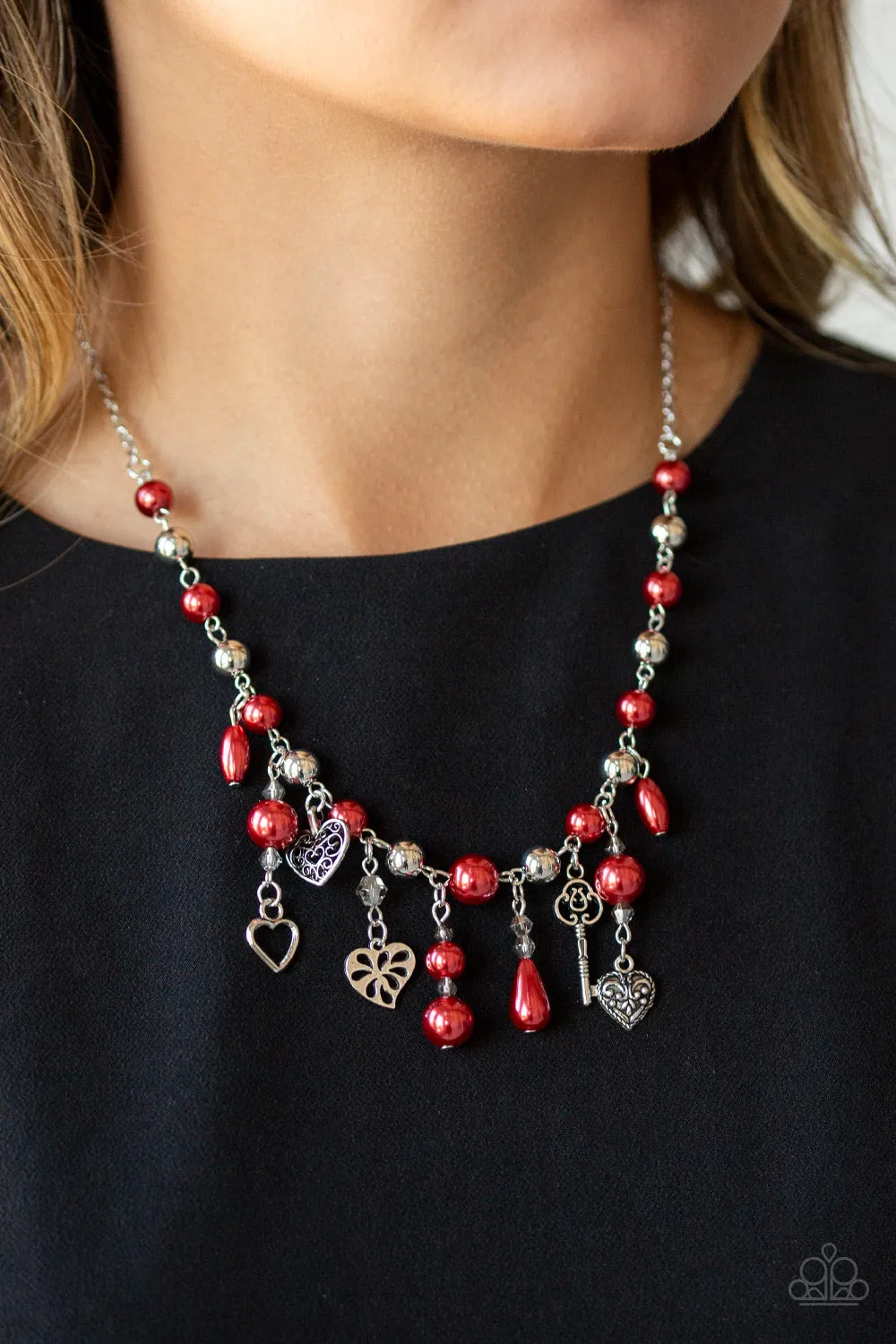 Paparazzi Renaissance Romance Necklace Red & Lady Love Dove Bracelet Red