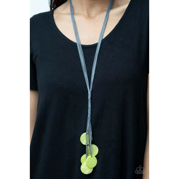 Paparazzi Tidal Tassels - Green Necklace & Earrings Set