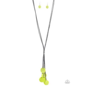 Paparazzi Tidal Tassels - Green Necklace & Earrings Set