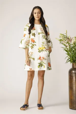 Payal Pratap   -  Ecru  Netted Floral Dress  Morning Glory