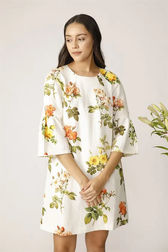 Payal Pratap   -  Ecru  Netted Floral Dress  Morning Glory