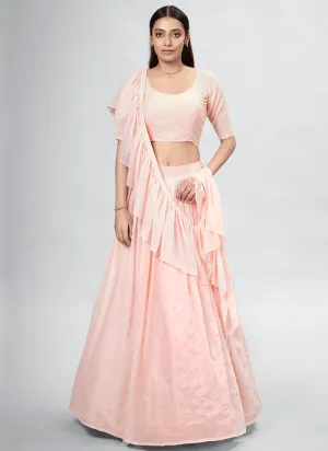 Peach Sequence Embroidery Wedding Lehenga Choli