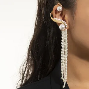 Pearl & 18K Gold-Plated Tassel Ear Cuff