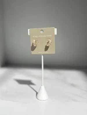 Pearl Pave Curved Post Earrings