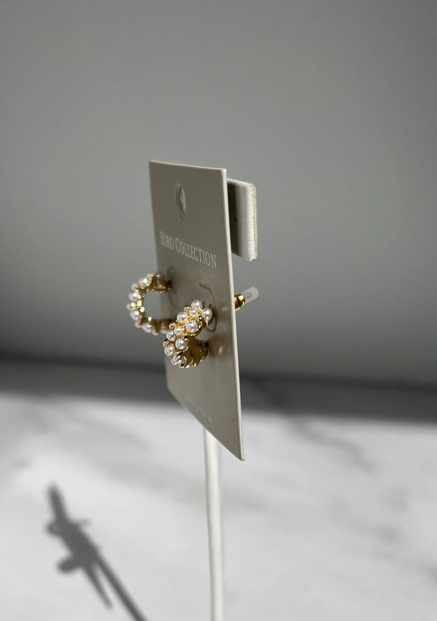 Pearl Pave Curved Post Earrings