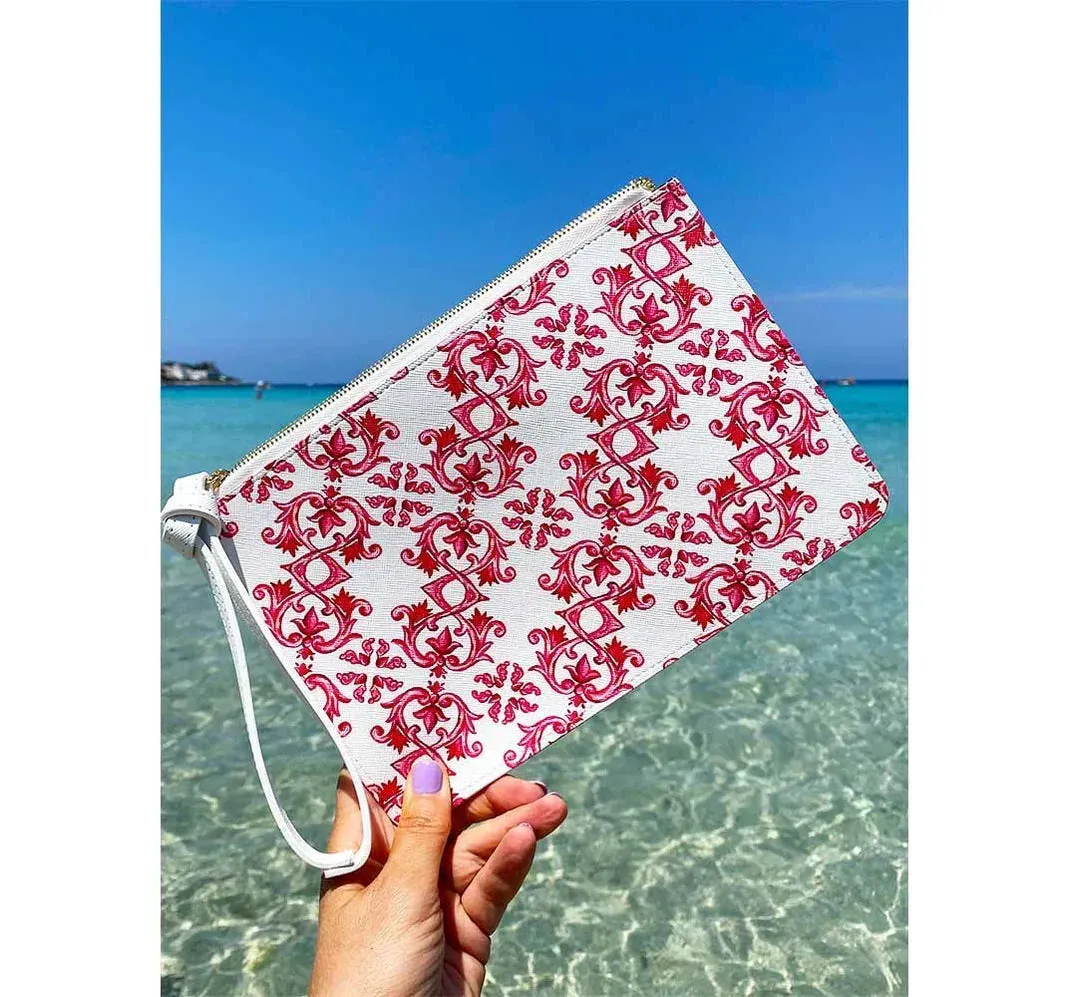 Personalized Maiolica Red Clutch Bag