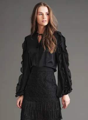Phoebe Button Down Blouse - Black
