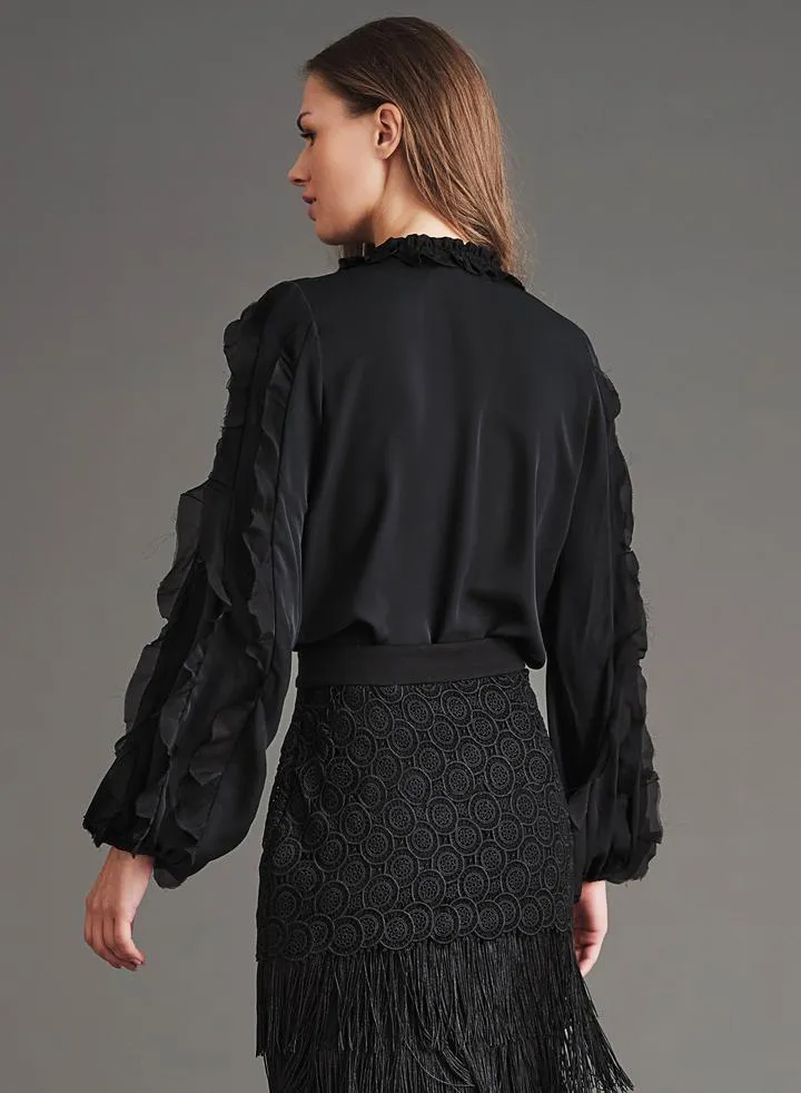 Phoebe Button Down Blouse - Black
