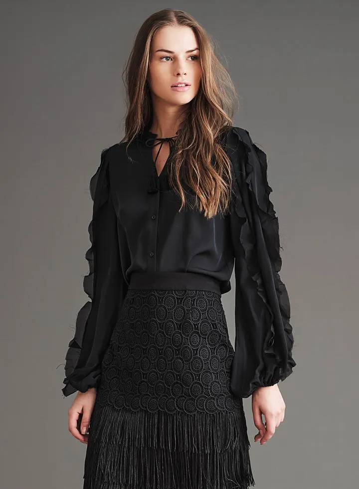 Phoebe Button Down Blouse - Black