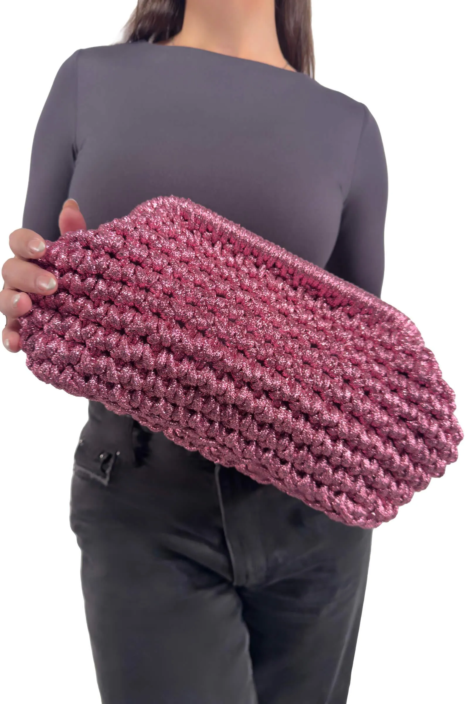 Pink Metallic Ira Frame Clutch