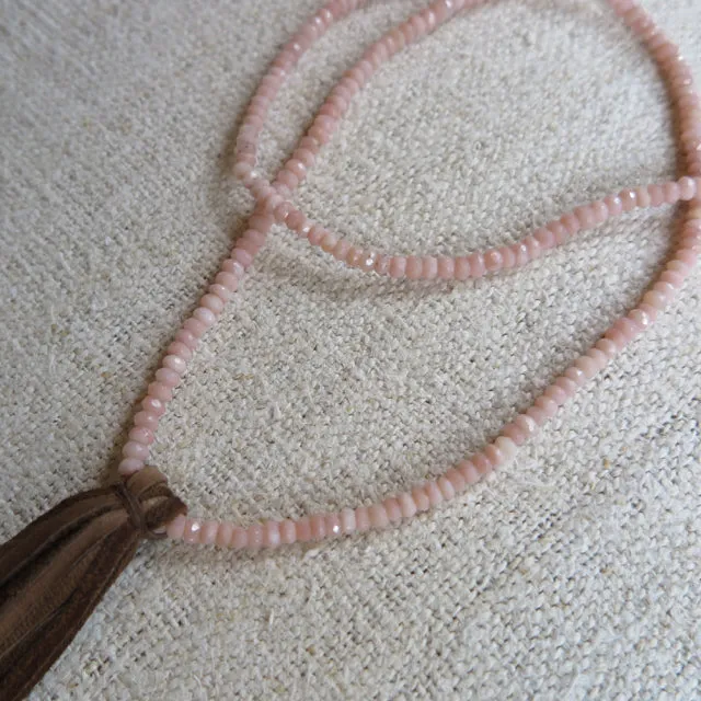 pink peruvian opal tassel necklace - Amy Weber Design