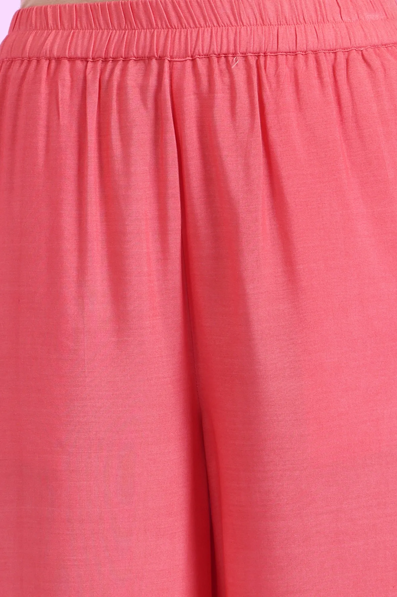 Pink Printed Straight Kurta with Palazzo & Dupatta Set