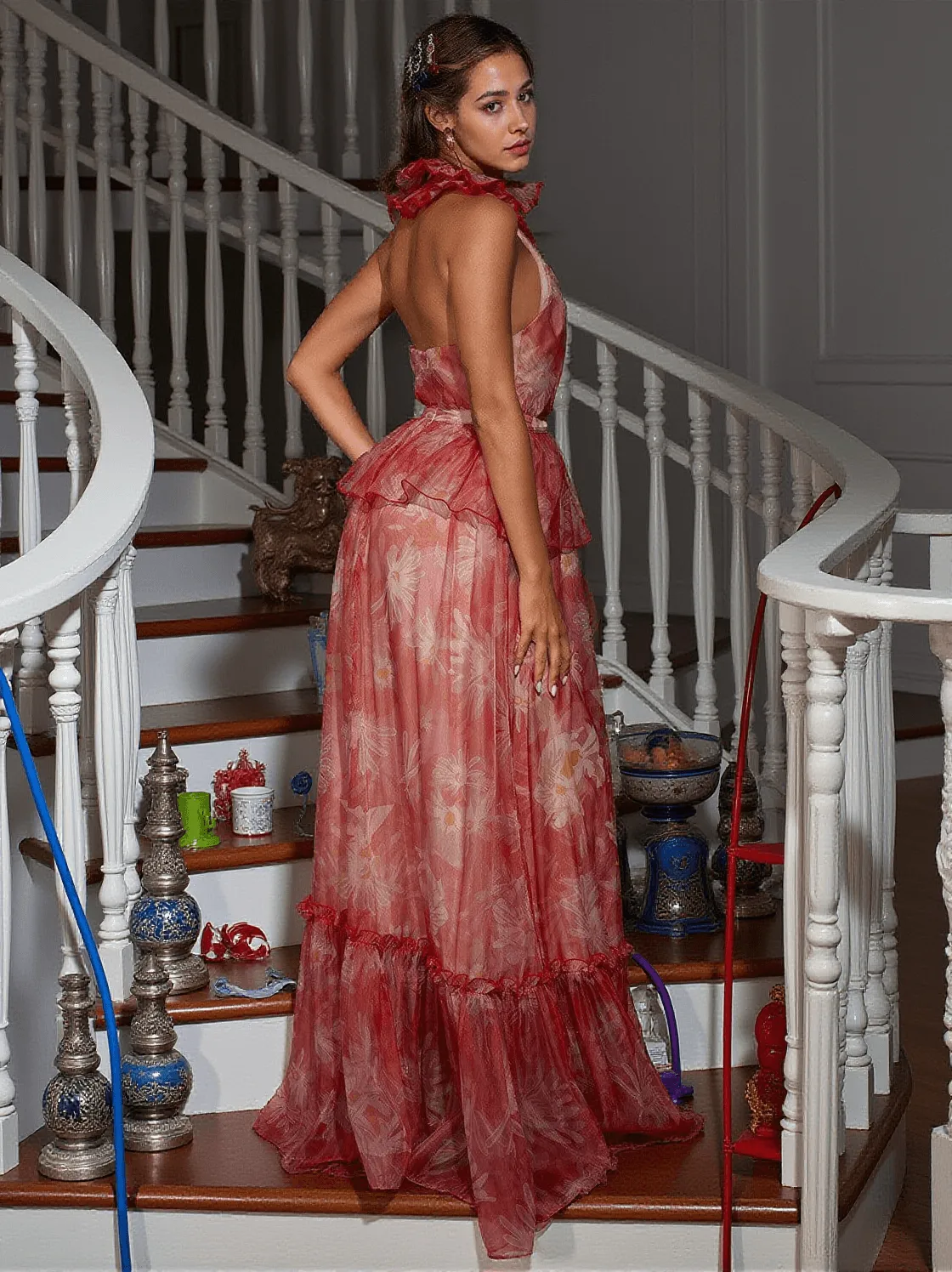 Pollux Halterneck Floral Maxi Dress