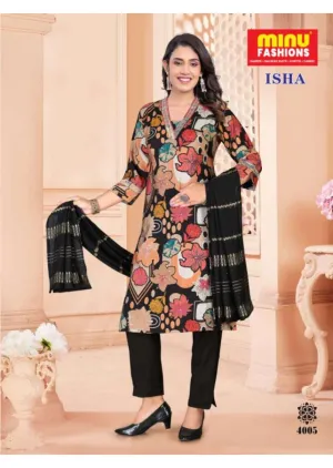 Premium Chanderi Gold Foil Print Embroidered Isha (3 Pcs) Salwar Suit