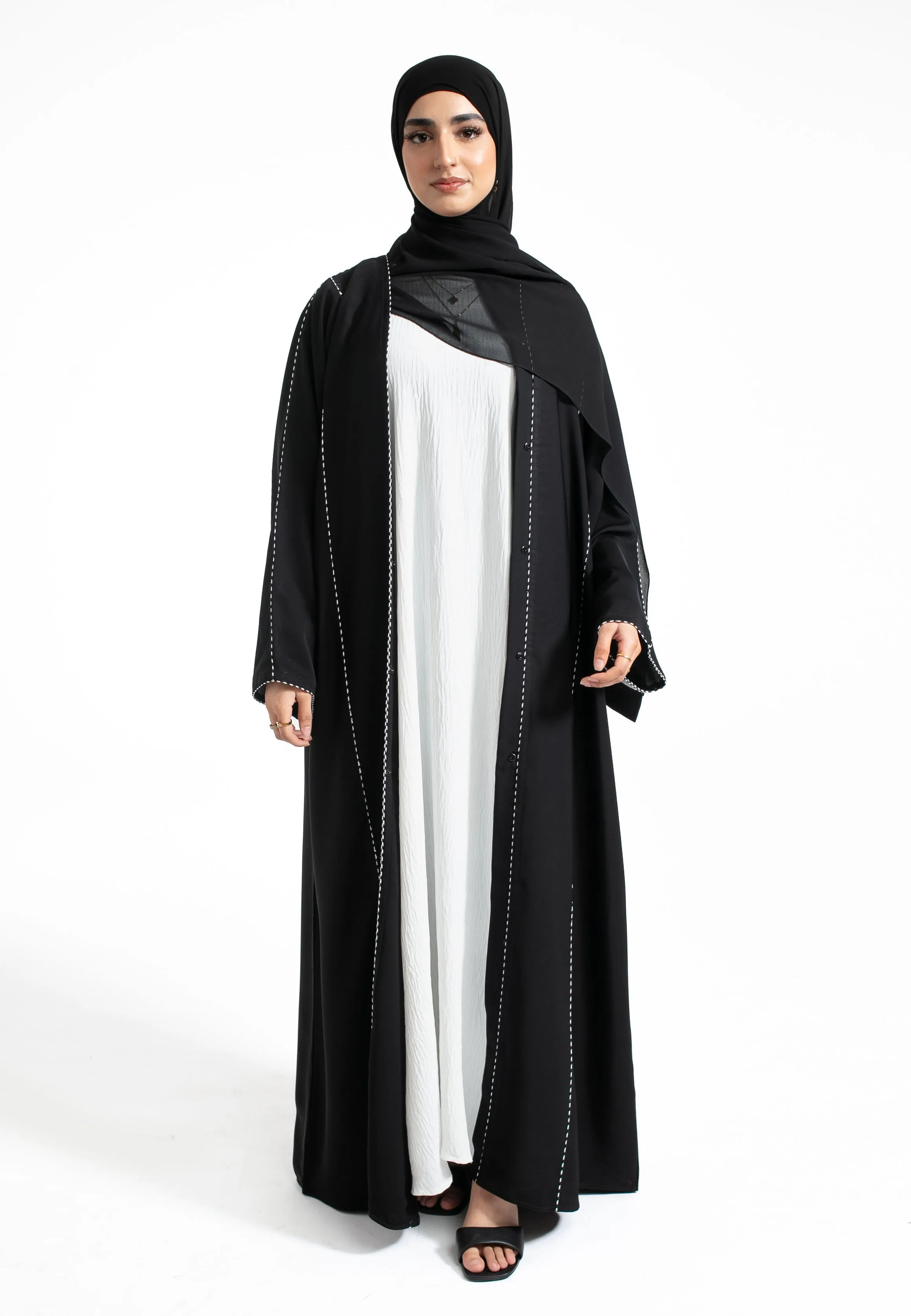 Premium Zahidi Black Open Abaya
