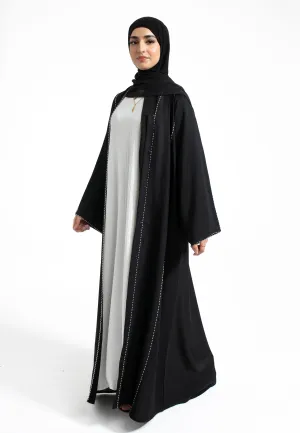 Premium Zahidi Black Open Abaya