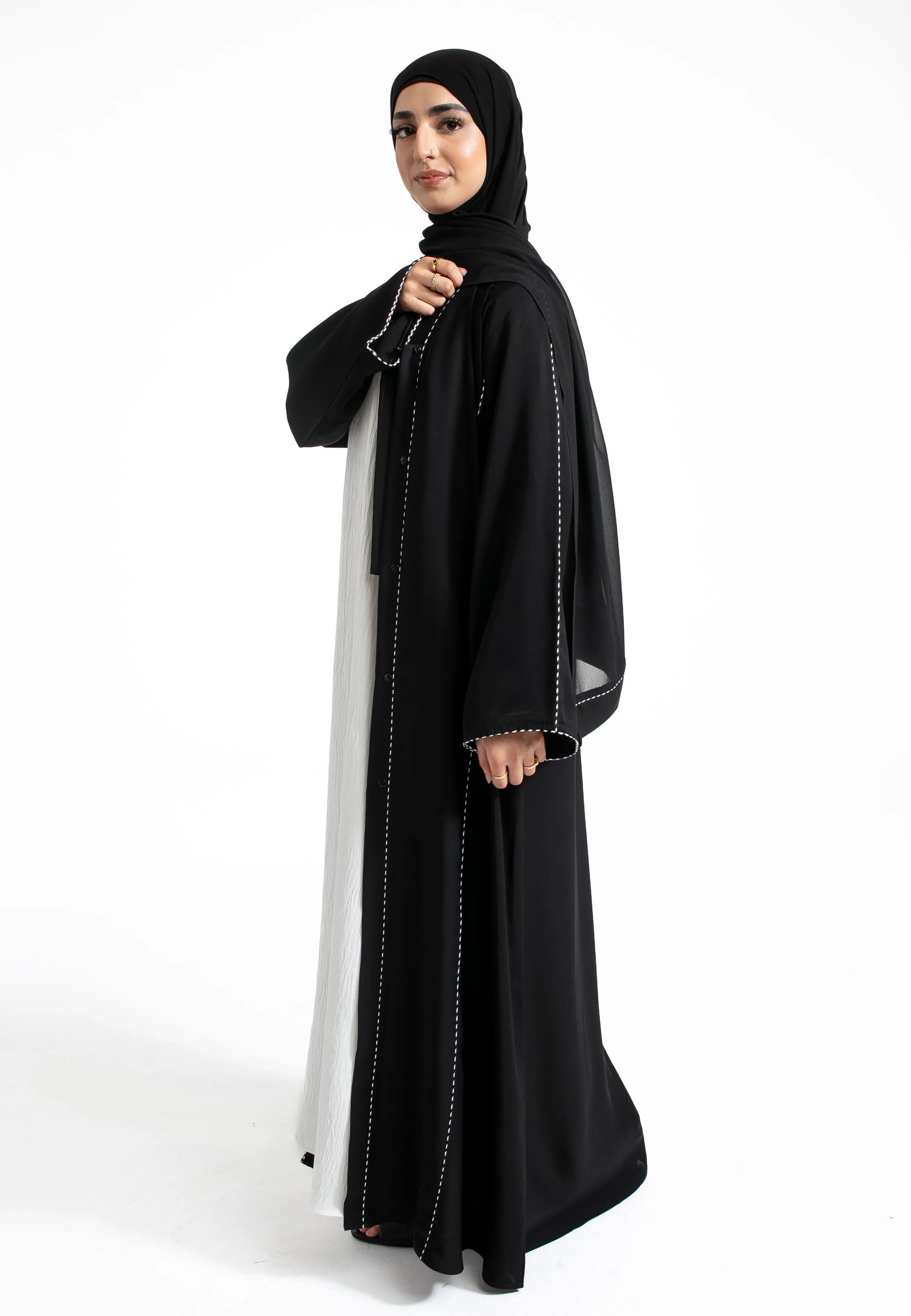 Premium Zahidi Black Open Abaya