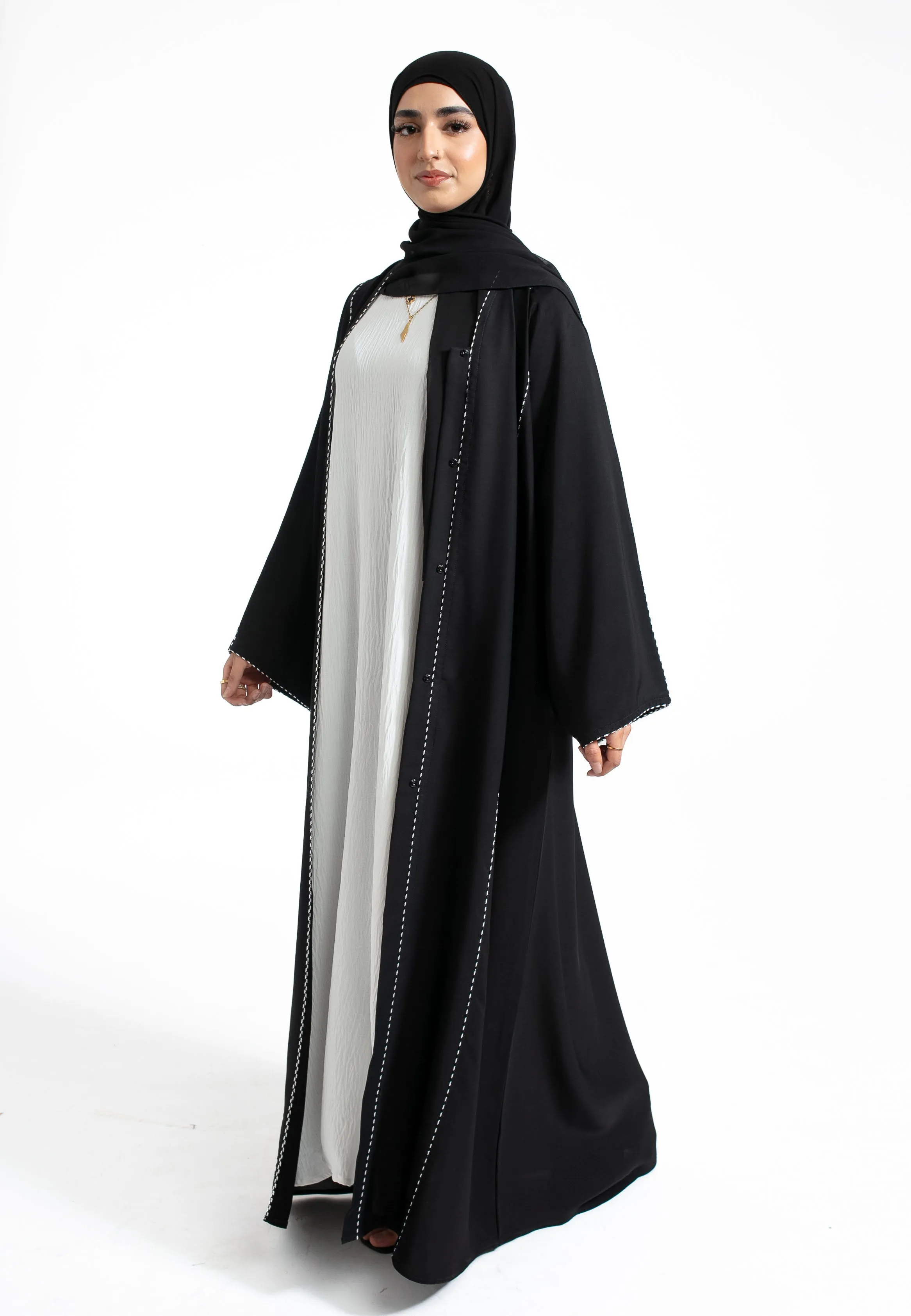 Premium Zahidi Black Open Abaya