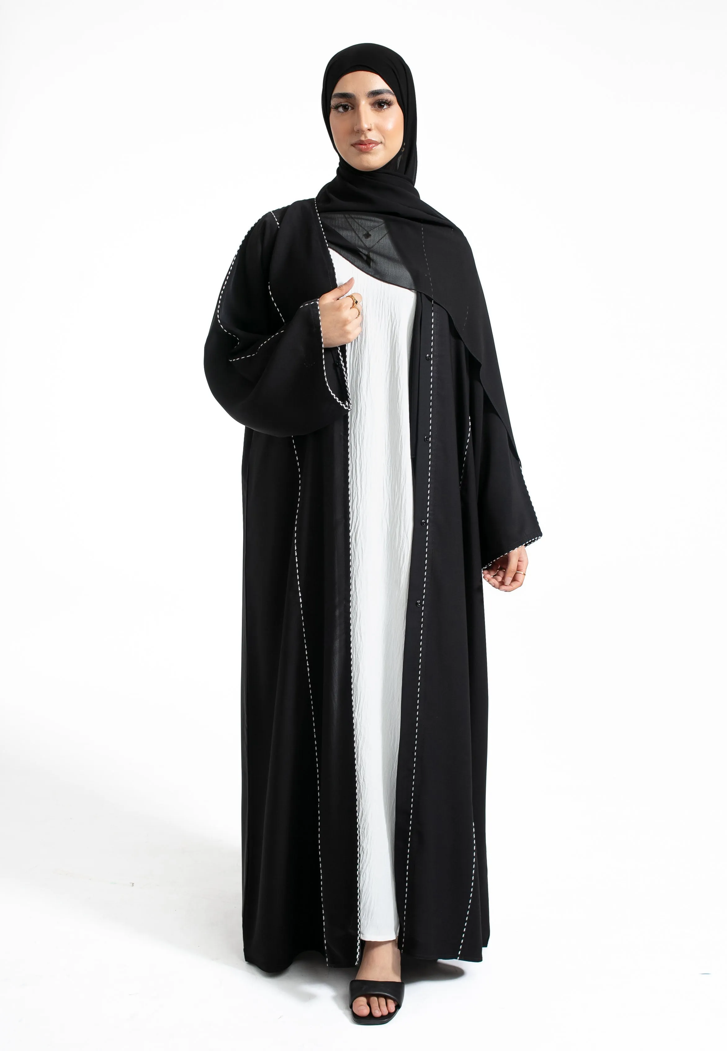Premium Zahidi Black Open Abaya