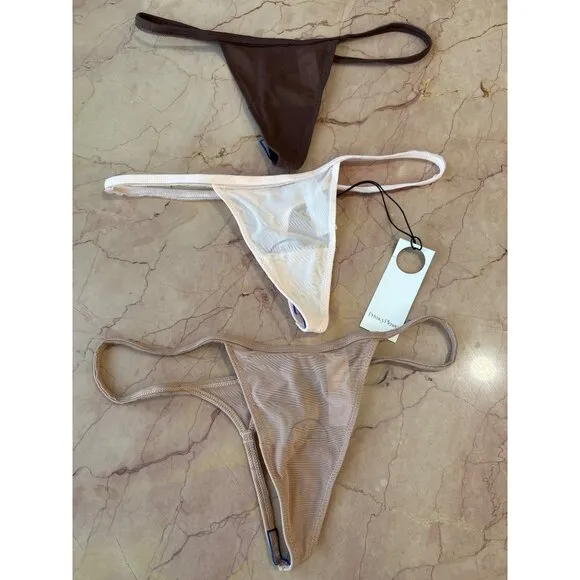Privacy Please Alice G String 3 Pack in Neapolitan Small New Womens Thong Panty