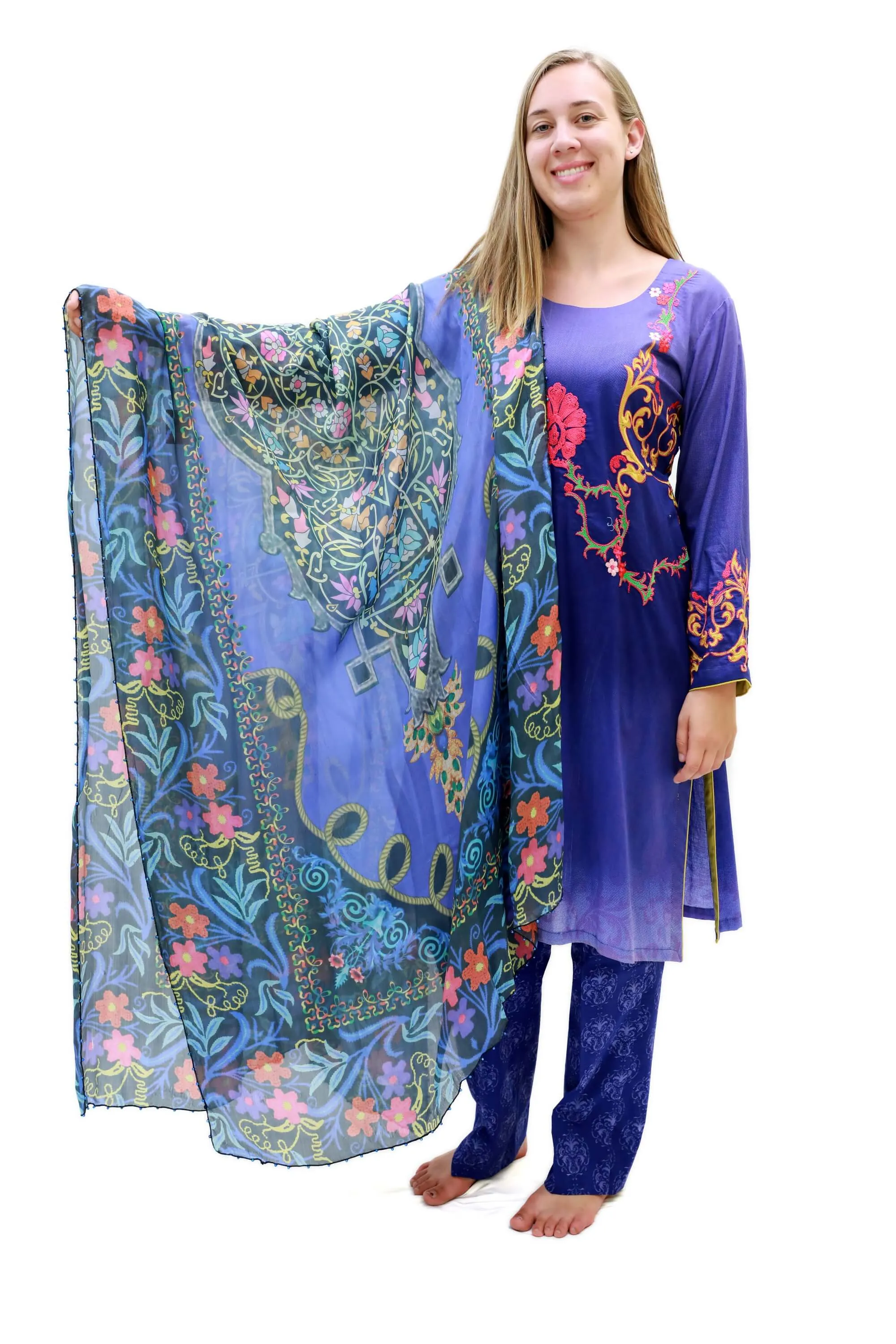 Purple Cotton-Lawn Suit