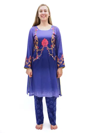 Purple Cotton-Lawn Suit