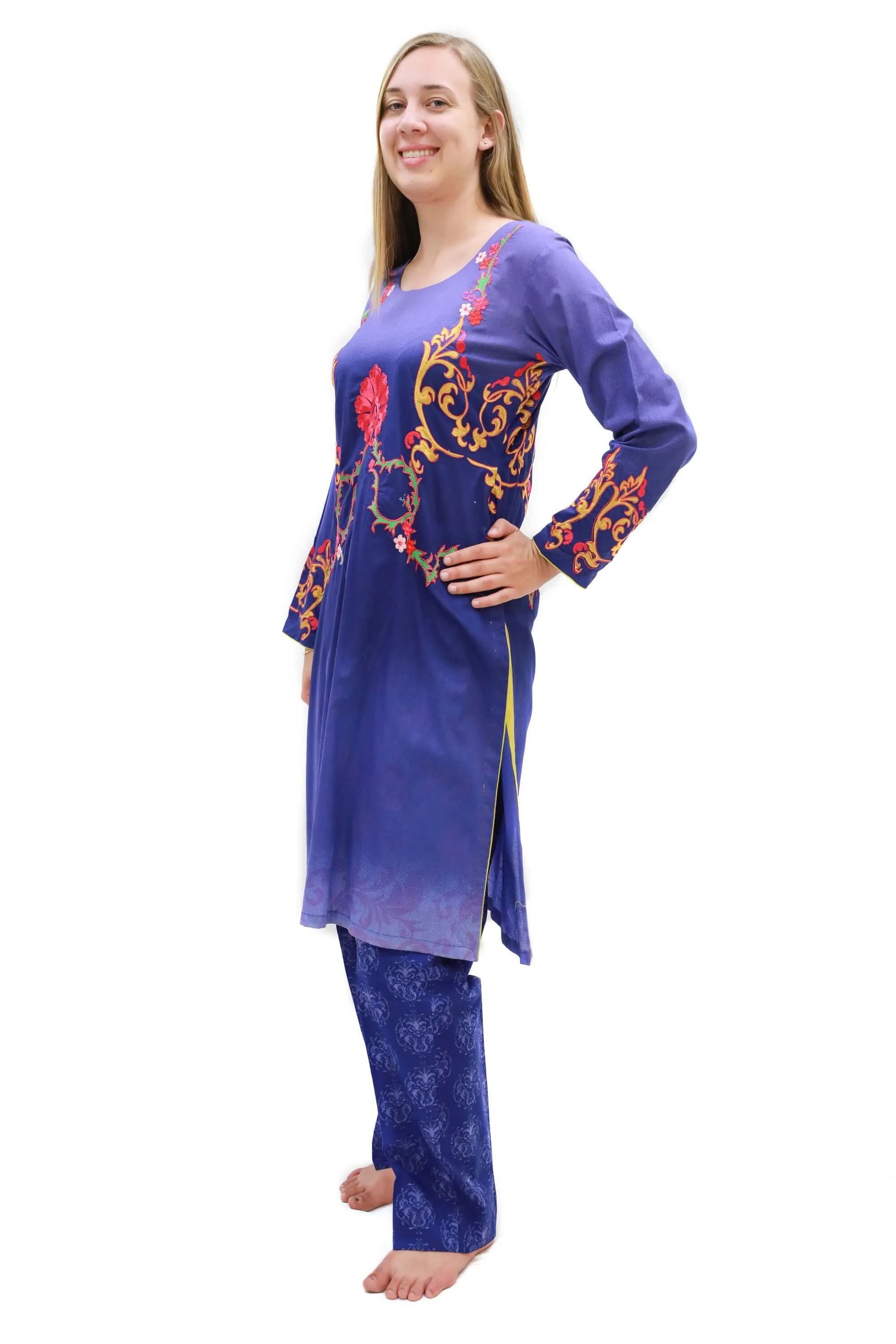 Purple Cotton-Lawn Suit