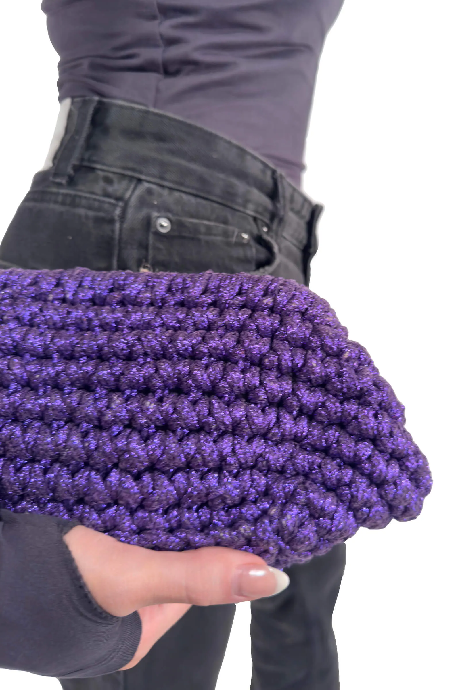 Purple Metallic Esabella Frame Clutch