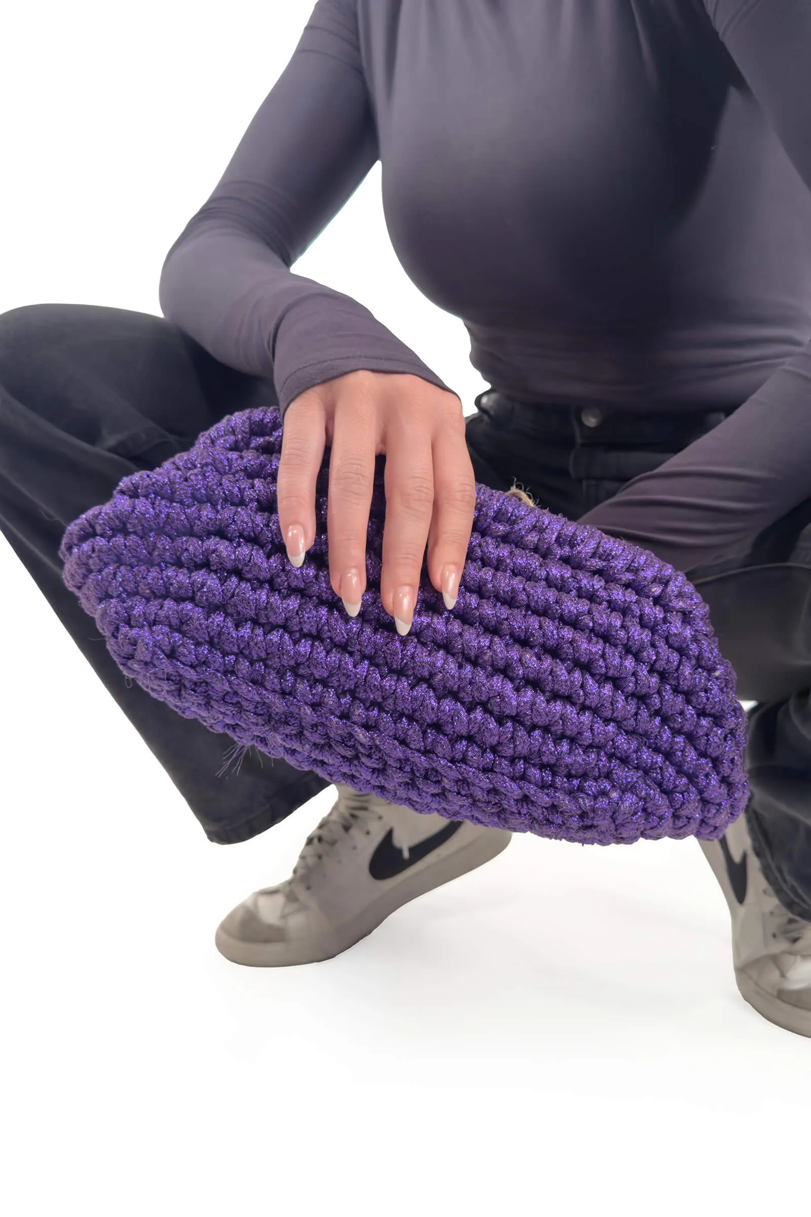 Purple Metallic Esabella Frame Clutch