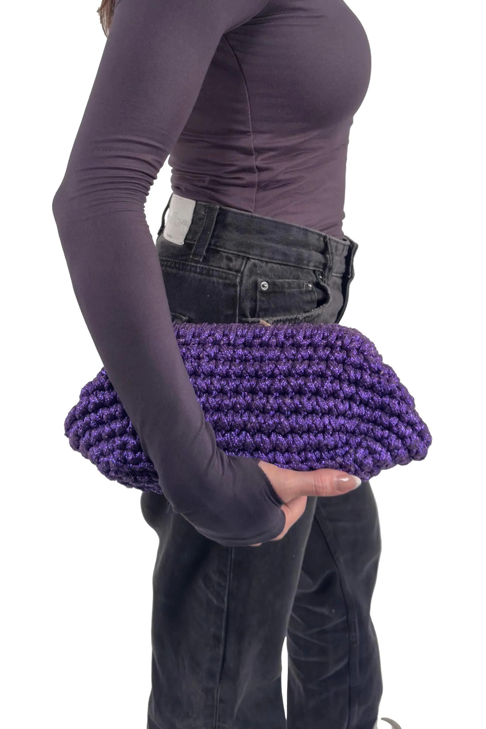 Purple Metallic Esabella Frame Clutch