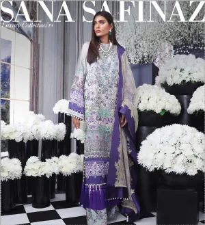 Purple Satin Salwar Kameez-Suit - Sana Safinaz Luxury 2019