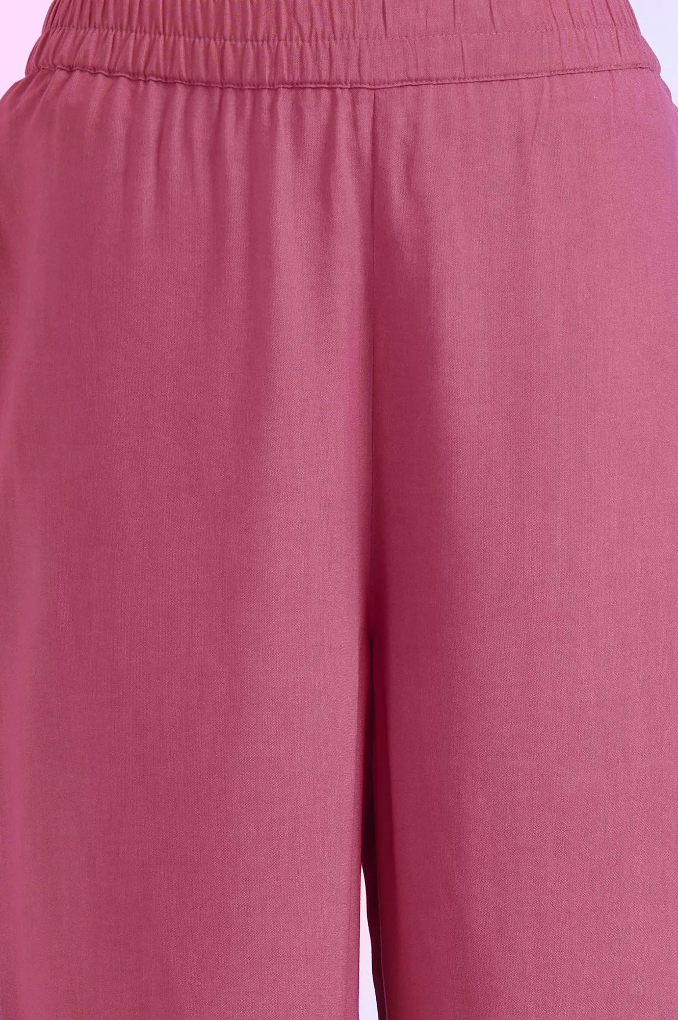 Purple Yarn Dyed Straight Kurta with Palazzos & Dupatta Set
