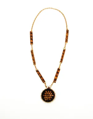 Pyrography Wood Medallion Necklace
